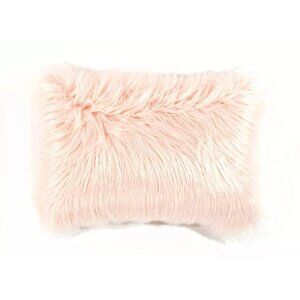 Lush Decor Pink Mongolian Luca Super Soft Faux Fur Throw Pillow Cover 13" x 20"